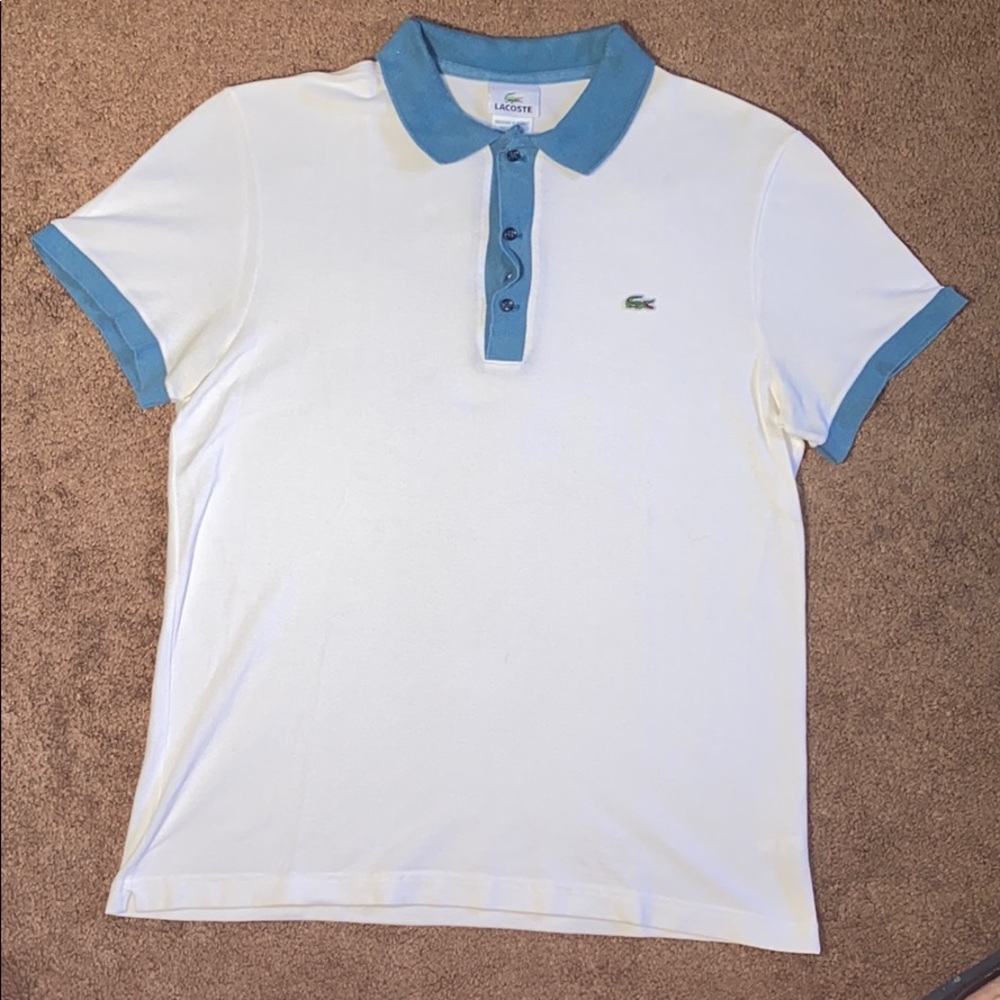 LACOSTE polo White & Blue Size 5 fits size M